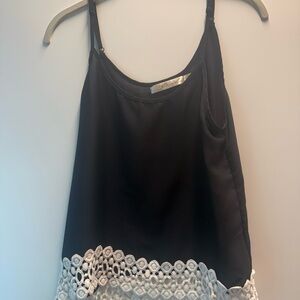 Black and White Lace Trim Women's Top